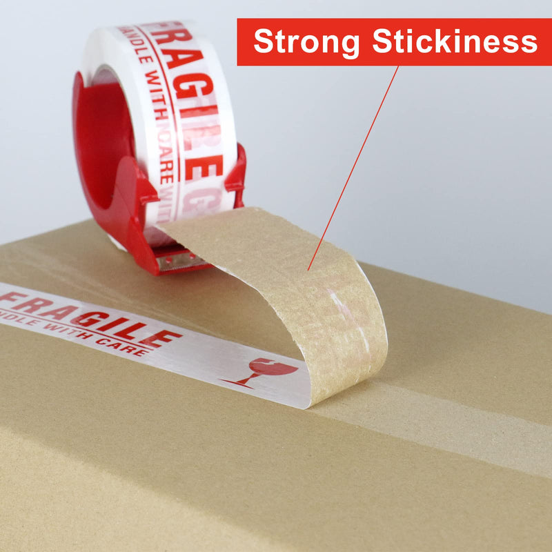 [Australia - AusPower] - BOMEI PACK Fragile Tape Handle with Care Packing Printing Tape, Fragile Tape for Shipping with Dispenser, 2 Inch x 330 Feet (110 Yards), Heavy Duty Fragile Tape for Moving Box, 2 Pack 