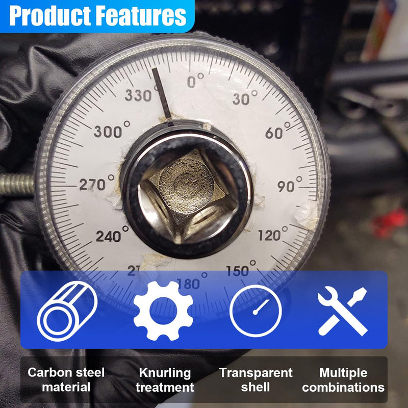 [Australia - AusPower] - 1/2 Inch Torque Wrench Angle Gauge Tool, 360° Adjustable Drive Torque Meter Wrench Set, Professional 1/2" Drive Torque Measuring Tool 