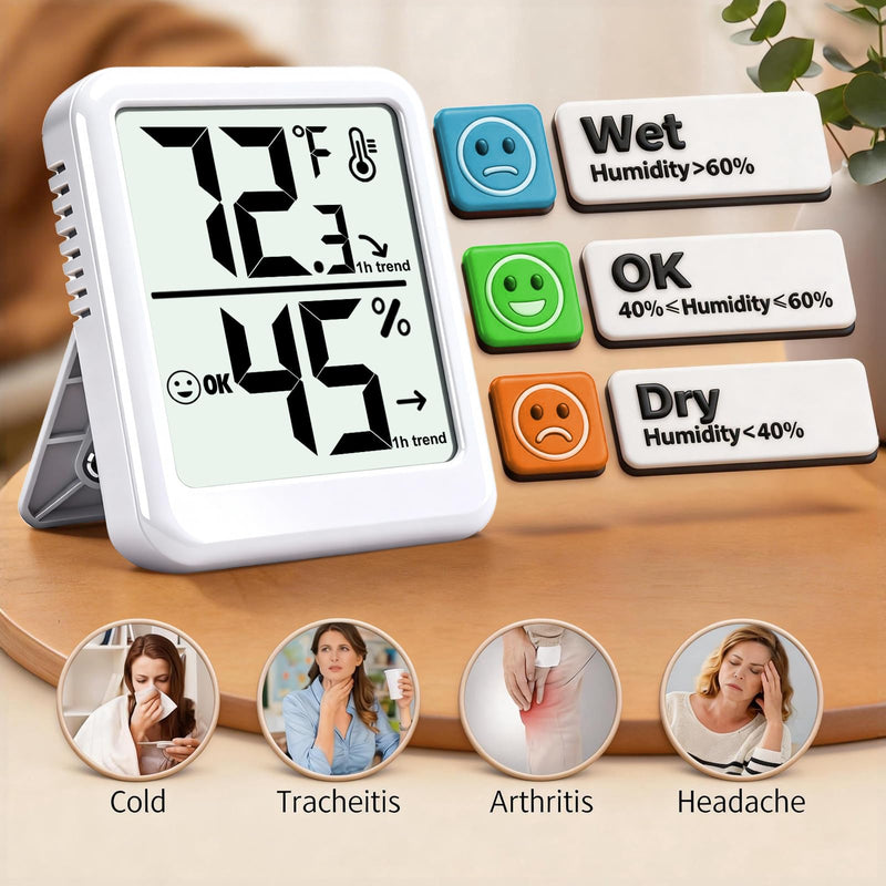 [Australia - AusPower] - 4-Pack Room Thermometer Indoor Hygrometer, Small Digital Temperature and Humidity Monitor Sensor, Temperature Humidity Gauge Meter for Home Baby Room, Plants, Pets - AAA Battery Included White - Upgraded Version 