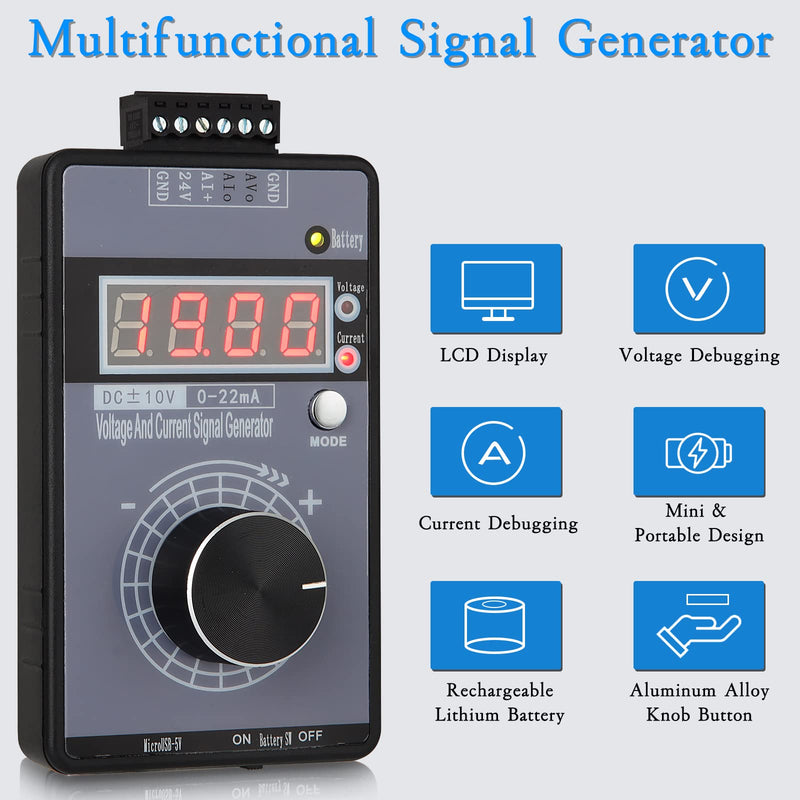 [Australia - AusPower] - Koolertron 0/4-20mA DC 0-10V Signal Generator,2-IN-1Portable Mini Function Generator Built-in 1000mAh Rechargeable Battery,Analog Generator with 4-Digit LCD Display,Accuracy 0.01,for PLC/Panel Testing 0-20mA 