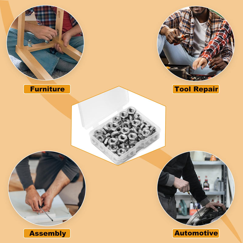 [Australia - AusPower] - 50pcs M6 Hex Nut, Stainless Steel 304, Hex Drive, Metric M6x1 Nuts Fasteners, Replacement Nut, Right Hand, M6-1.0mm Hexagonal Nut M6-1.0 
