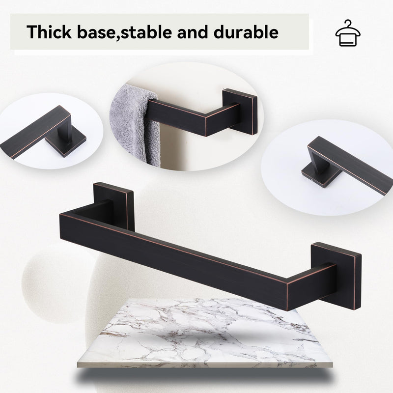 LANC ORB 12-Inch Towel Bar for Bathroom Wall Mounted Bathroom Square Towel Rack, Total-14 Oil Rubbed Bronze Bath Towel Holder Towel Hanger Hand Towel Holders Towel Rail Towel Rod, A8804ORB-3P1 1 Pack 12“