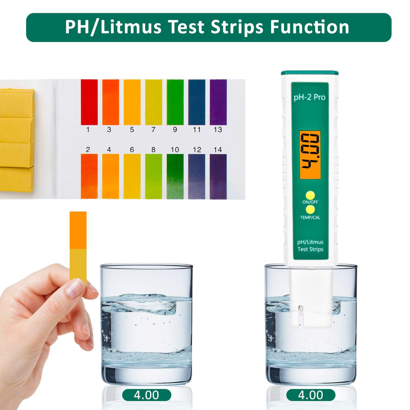 [Australia - AusPower] - Homcoice pH Meter Digital PH/Litmus Test Strip, Temperature Multifunction Tester, 0.01 High Precision Water Quality Tester with ATC Function pH Tester 