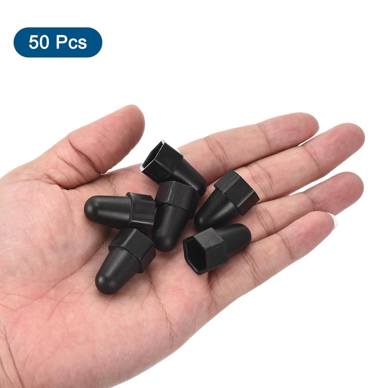 [Australia - AusPower] - uxcell 50pcs Hex Nut Bolt Cover, M8x13x25 Black Plastic Higher Dome Nut Protection Cap Hex Bolt Nut Covers for Hexagon Screws, Bolts M8 50 