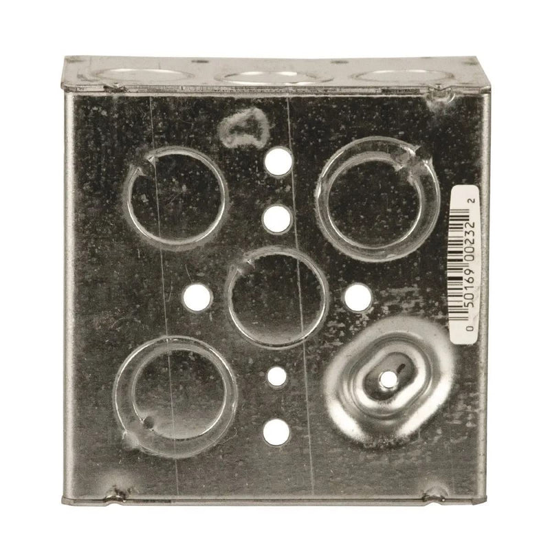 [Australia - AusPower] - RACO 8232 2-1/8 in. Deep, 1/2 in. and 3/4 in. Side Knockouts, Welded 4 in. Square Electrical Box, 1-Pack, Gray 1 Pack 