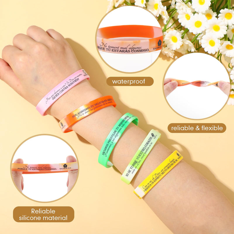 [Australia - AusPower] - 50 Set Christian Bracelets Gifts Silicone Scripture Bracelets with Bible Verses Bookmarks Regalos Cristianos Rubber Wristbands Emergency Numbers Cards Gifts for Church(Spanish) Spanish 