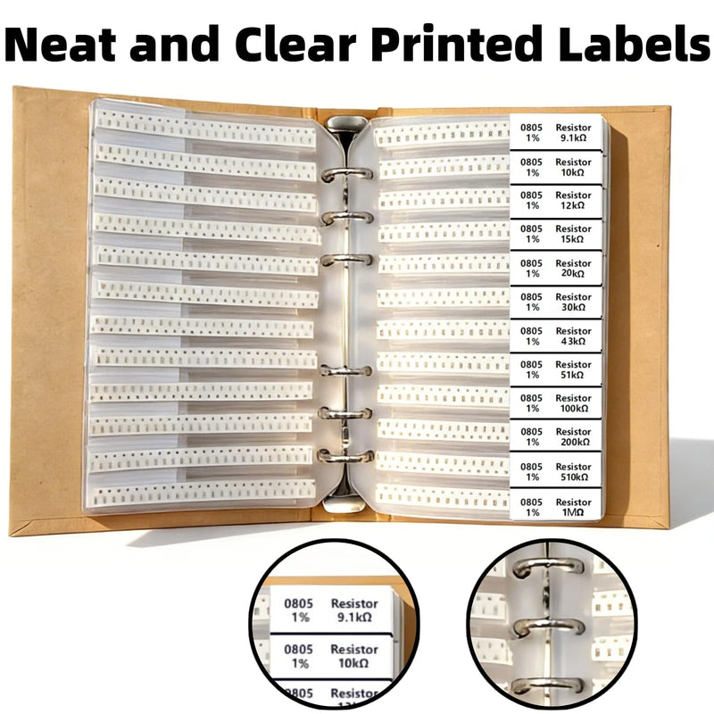 [Australia - AusPower] - 8400PCS 0805+1206+0603+0402+0201 SMD Resistor Kit from 0Ω to 1MΩ 1%, Electronics Component Assortment Sample Book for DIY Project, Electronics Prototyping and Repair 