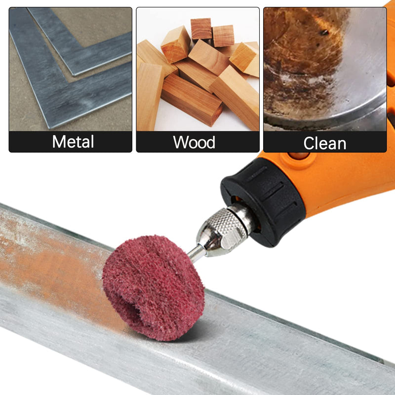 [Australia - AusPower] - FPPO 100PCS Abrasive Buffing Polishing Wheel Set for Rotary Tool,Mini scouring pad Brush Polishing kit, Removal of Rust,Deburring on Metal Surface,with 3mm Mandrel mix100pcs 