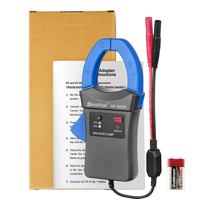 [Australia - AusPower] - AC/DC Current Clamp Probe Tester 600A, HOLDPEAK HP-605A Handheld Digital Multimeter Clamp Adapter, Current Clamp Meter Working with Multimeter 3-Multimeter Clamp Adapter 600A; 
