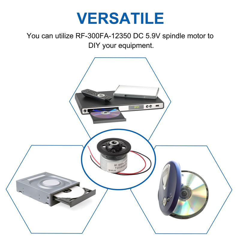 [Australia - AusPower] - uxcell Metal RF-300FA-12350 DC 5.9V Spindle DVD Micro Motor, 2.4 x 1.2cm for DVD CD Player, 1 Pcs Silver Black 