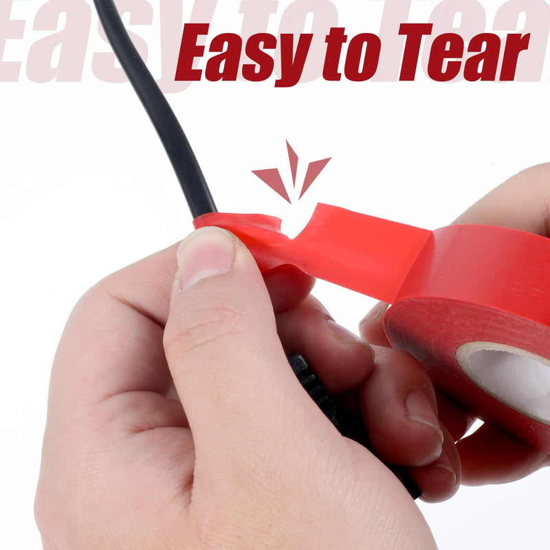 Electrical Tape 3/4 In 66 Ft Waterproof Red Electric Tape Insulating Tapes Professional General Use PVC Electric Tapes Strong Adhesive Red Temperature Abrasion Resistant for Repairs Power Automotive