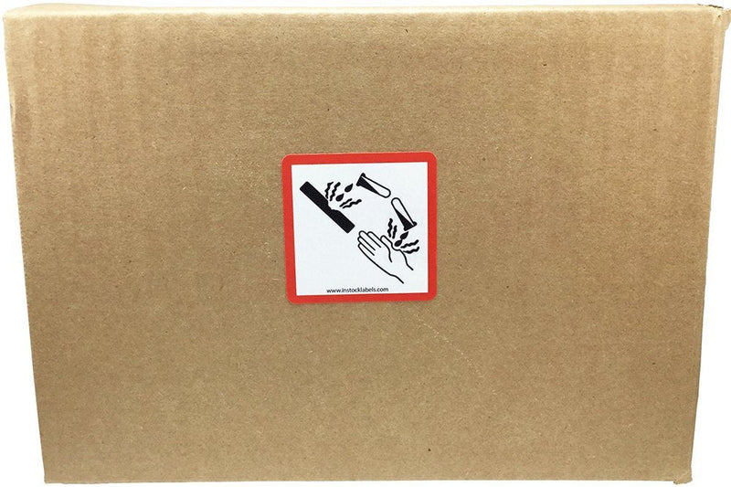 GHS Pictogram Labels Corrosion, 2 x 2 Inch Square Hazard Stickers, 500 Total Adhesive Labels on a Roll for Chemical Safety, OSHA Compliance, and Workplace Labeling – Made in the USA