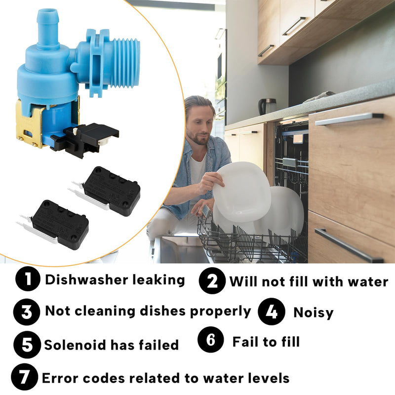 [Australia - AusPower] - (𝟐𝟎𝟐𝟓 𝐍𝐞𝐰) W10327249 Dishwasher Water Inlet Valve & W10195039 Dishwasher Float Switch Assembly Compatible with Whirlpool KitchenAid Kenmore Maytag Dishwasher 3 PCS 