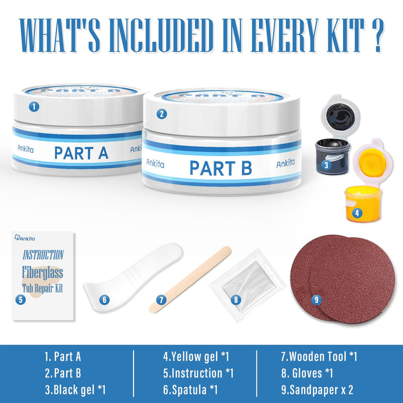 [Australia - AusPower] - Fiberglass Tub Repair Kit (Color Match), Porcelain Sink, Fiberglass Shower and Acrylic Bathtub Repair Kit White, Quick to Fix Cracks, Chips, Dents, Holes on Bath Tub & Toilet, Almond/Biscuit/Bone 