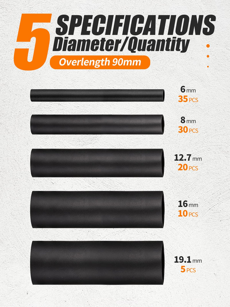 [Australia - AusPower] - Eventronic 4:1 Heat Shrink Tube with Adhesive, 90 mm, Extra Long, IP68 Heat Shrink Tube, Waterproof, Pack of 100, Double Wall for Electrical Insulation and Cable Connectors, High Load Capacity, Never 100 Stück, 90mm 