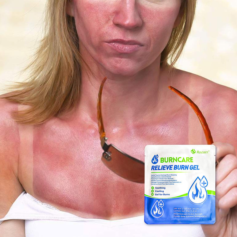 [Australia - AusPower] - Burn Kit, 4pcs Burn Dressings 4x4”, 8pcs Burn Gel Packets 3.5g, 4pcs Burn Pads, First Aid Kit Cooling Soothing Cream Relief with Bandage, Nitrile Gloves, Scissors, Tape 