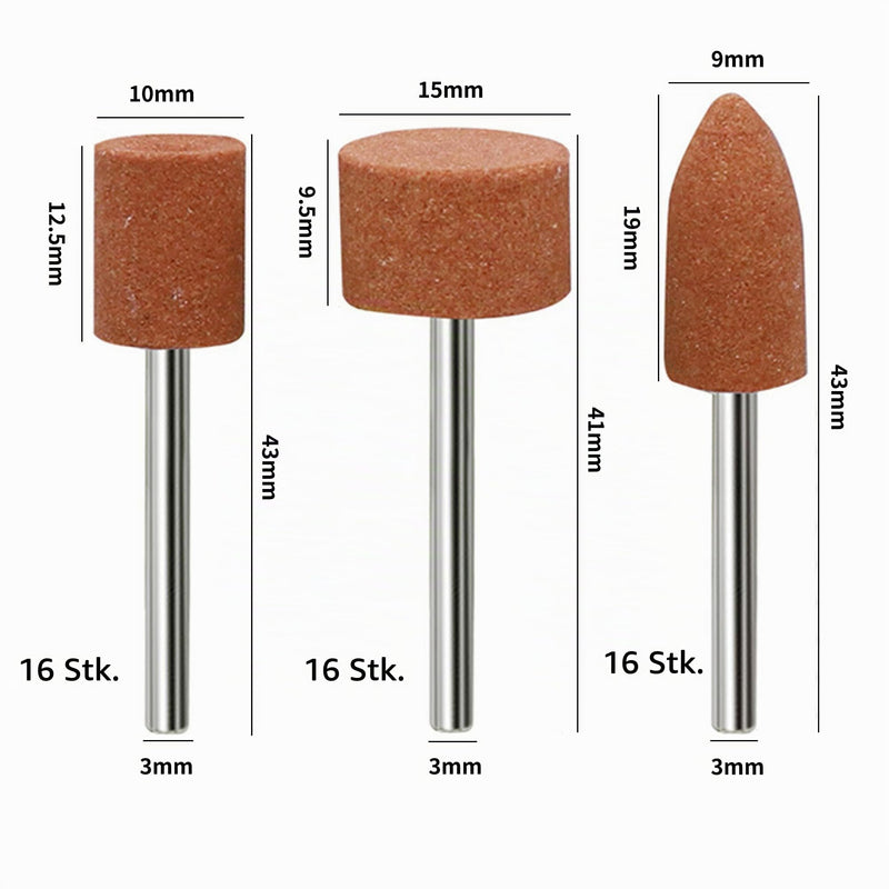 48 x Corundum Grinding Tip Set, Shaft Grinding Arbor Mounted, Dremel Grinding Attachments, Polishing Head Sanding Set, Drill Grinding Attachment for Dremel, Stone Grinding Polishing Head for Grinding, Polishing