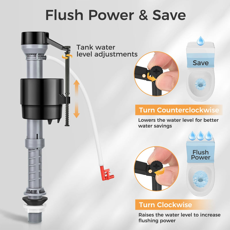 Universal Toilet Repair Kit for Inside Tank – Includes Adjustable Fill Valve & 2-Inch Flapper, Quiet & Easy Installation (Red, 2-Pack) Red