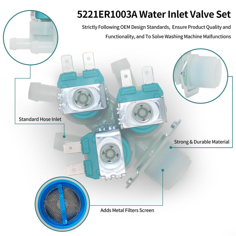 5220FR2075L 5221ER1003A Cold Inlet Valve For WM3470HVA Water Machine | WM3470HVA WM2016CW 5221ER1003C 5221ER1003D WM2277HW WM2016CW WM2301HR wm3470hva