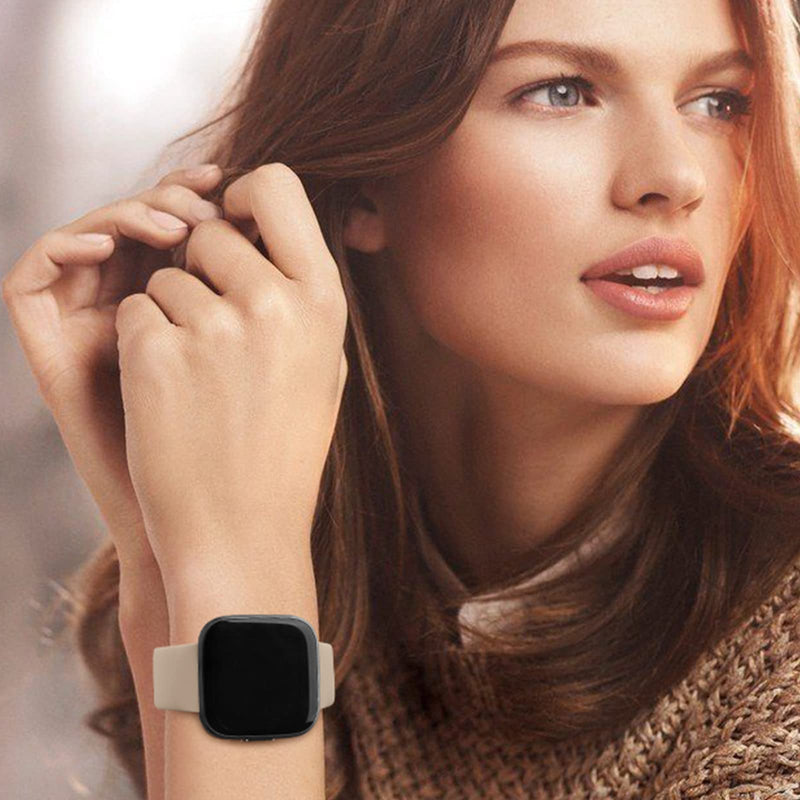 [Australia - AusPower] - Vancle Silicone Bands Compatible with fitbit versa 2 watch bands women men, Soft Breathable Sport Replacement Wristbands for Fitbit Versa 2 / Fitbit Versa/Versa Lite/Versa SE Milk Tea 