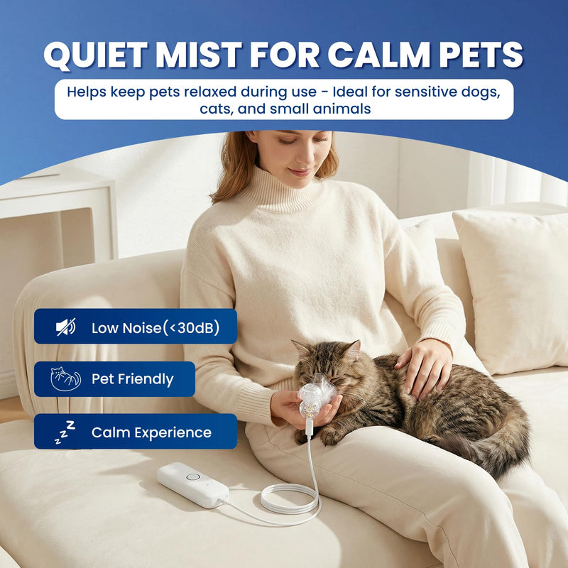 [Australia - AusPower] - iKeener Pet Mesh Nebulizer for Dogs & Cats, Portable Nebulizer for Pet Breathing Problems, 2 Adjustable Mist Modes, Low Noise, Rechargeable 600mAh Battery, Auto Shut-Off 