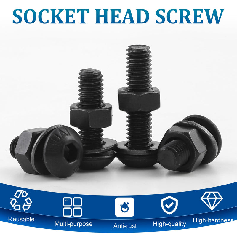 [Australia - AusPower] - NINDEJIN 580pcs M2 M3 M4 M5 Hex Socket Cap Screws Set, 8 12 16 20mm Screw Bolts and Nuts Assortment Kit, 304 Stainless Steel Metric Hex Socket Screws and Nuts and Flat Wahser Set, Fully Machine Thread 580Pcs M2-M5 8mm-20mm 