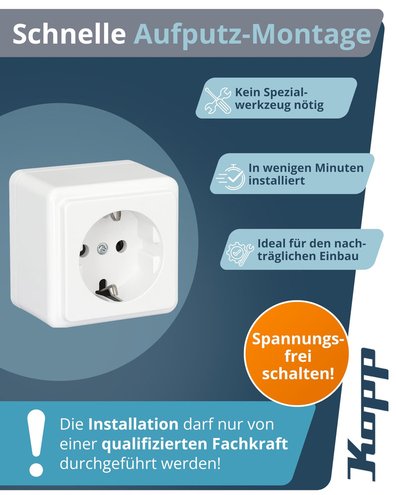 Kopp 101802000 Earthing contact socket, single, surface-mounted standard program, 16 A, 250 V