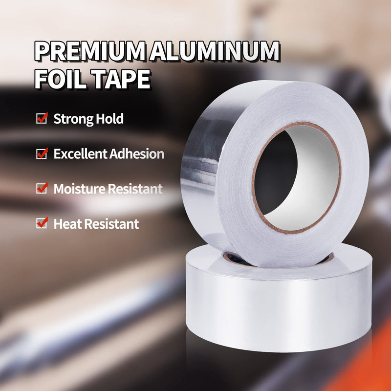 TAPEBEAR Aluminum Foil Heat Shield Tape 2inch x 65Yards, Aluminized Fiberglass Cool Tape 5.5mil Thick Heat Resistant Tape Thermal Barrier for Air Dryer Vent, HVAC, Heating Unit, Hose and Pipe, 196Ft 2inch x 65yard 1