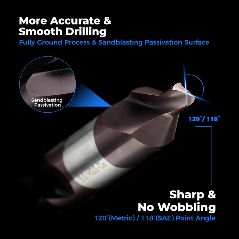 [Australia - AusPower] - toolant Center Drill Bit Set, TiAlN Coated Cobalt M35 HSS Centering Drill Bit for Stainless Steel, Carbon Steel, Alloy Steel, Cast Iron, Copper, Other Hard Metals, Metric 1-5mm (6pcs) 1mm-5mm(6pcs) 