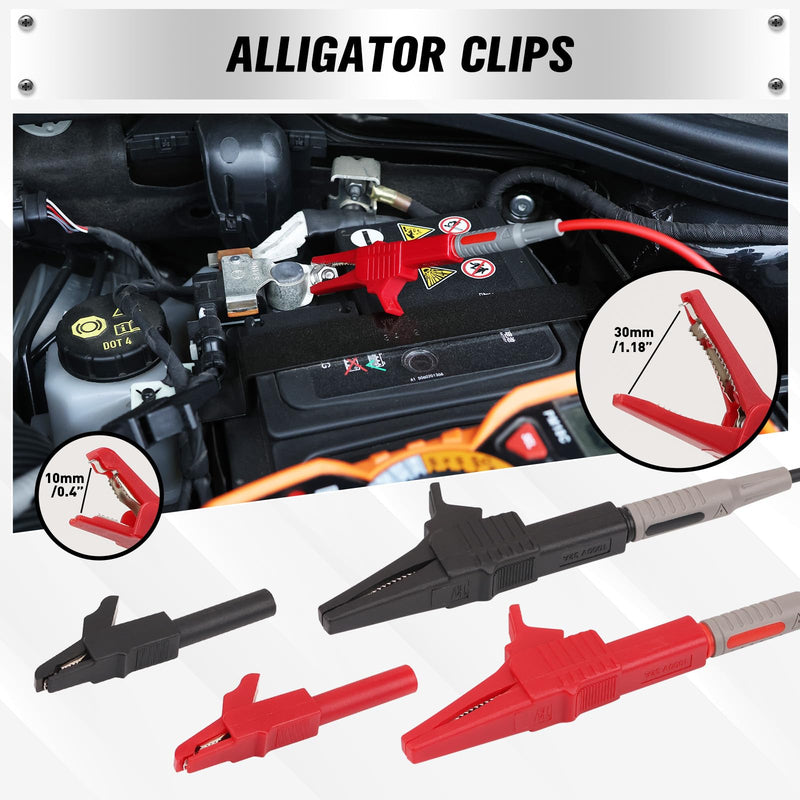 [Australia - AusPower] - SWANLAKE 27-Piece Multimeter Test Leads Set, CAT.III 1000V / CAT.IV 600V Multimeter Probes with Alligator Clips, Needle Probe, Replaceable Probe Accessories, Soft Silicone Volt Meter Lead 