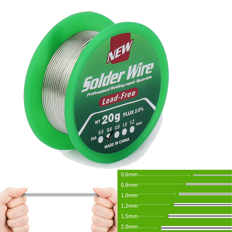Lead-free Solder 0.6 mm, Soldering Wire 20 g with Flux Solder for Electronics | Rosin Core Sn99.3 Cu0.7 Electronic Solder Wire for Electrosoldering Repair 20g 0.6mm