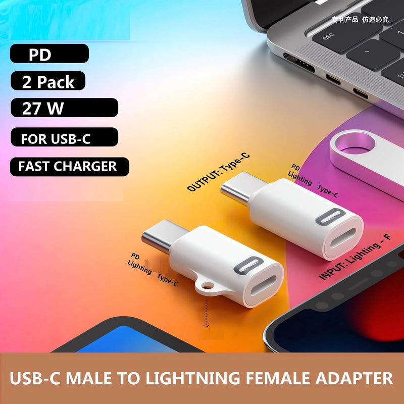 [Australia - AusPower] - iPhone 15 Charging Adapter,MFi Certified USB C Male to Lightning Female Connector Type-C to 8 Pin PD Fast Charging Converter Data Sync for iPhone 15 15 Pro Max 15 Plus iPad Galaxy Pixel 2 Pack 