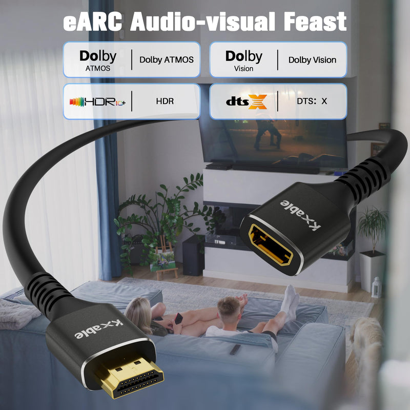 8K HDMI Extension Cable 25 FT, HDMI 2.1 Ultra High Speed Male to Female Cord Adapter, 26AWG OFC Conductor, Compatible with Roku TV Stick PS5 PS4 Xbox Laptop PC Player Google Chromecast Wii U HDTV 25 feet