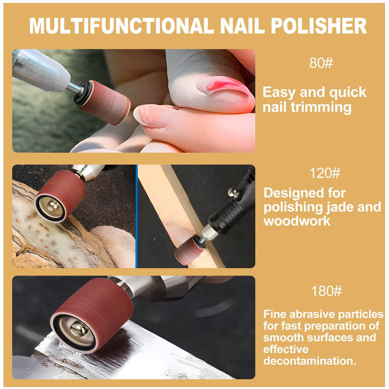 [Australia - AusPower] - LPZMPZ Pack of 242 Sanding Sleeves Nail Cutter with 80/120/180 Grit Sanding Cylinder Compatible with Dremel Rotary Tool Sanding Attachments Including 240 Sanding Sleeves + 2 Sanding Drum 