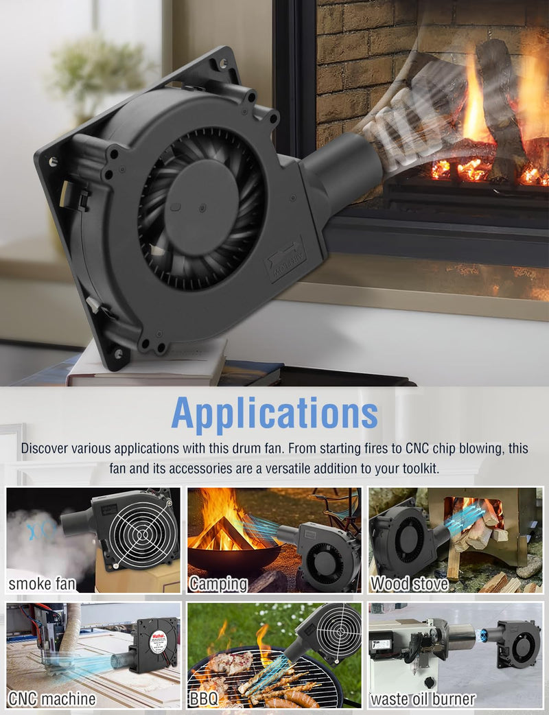 Wathai 120 mm x 32 mm USB Centrifugal Fan Turbines | Speed Controller for PC, Inflators, Fireplaces, BBQ Picnics, Grow Tents, 3D Printing, Cooling Fans for Household Appliances with Duct