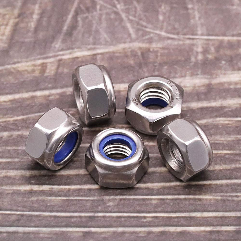[Australia - AusPower] - M10-1.5 (10 pcs) Nylon Insert Hex Lock Nuts 304 Stainless Steel 18-8 Locknut, Bright Finish, DIN985 M10-1.5 10 