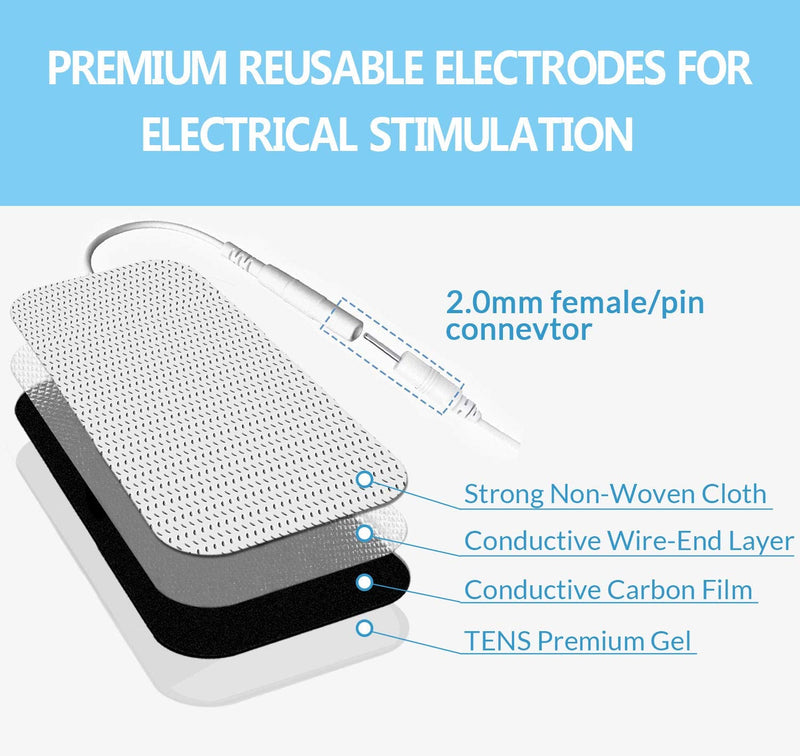 [Australia - AusPower] - TENS Unit Pads 2X4 20 Pcs Replacement Pads Electrode Patches for Electrotherapy 