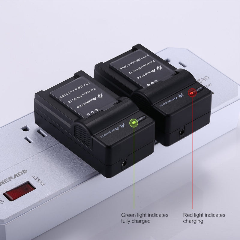 [Australia - AusPower] - Powerextra EN-EL12 Battery & Charger 2 Pack Compatible with Nikon Coolpix A1000, B600, Coolpix AW130, A900, W300, S1200pj, S9900, S9500, S9300, S9200, S8200, S6300, S6200, S6100, S800C, S710, S70 