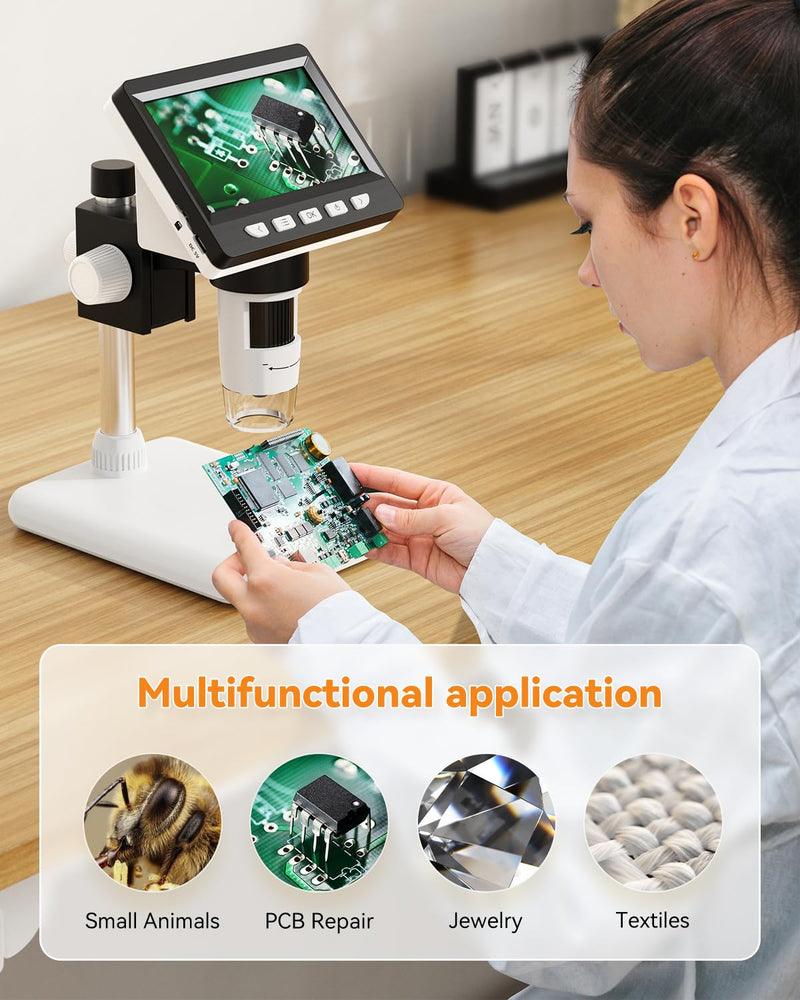 [Australia - AusPower] - 4.3" Digital Microscope for Adults, SKYEAR Coin Microscope1000X Magnification with 8 Ajustable LED Fill Lights, USB Microscope for Windows/MacOS, Coin Collection Supplies 