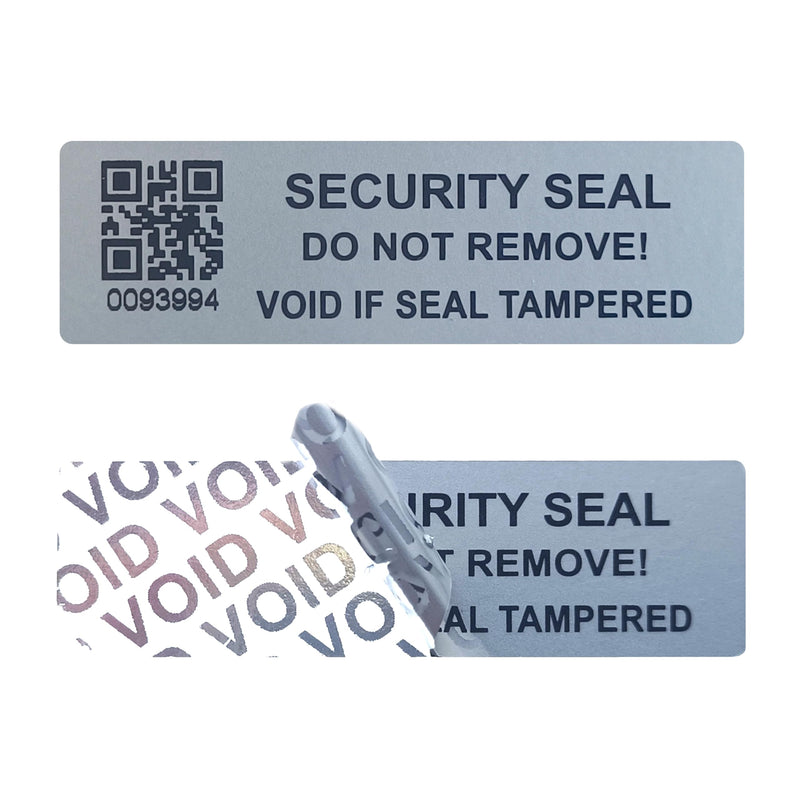 200pcs Security Warranty Void qrcode Stickers with Serial Number Tamper Proof Evident Sealing Label for Package(2x0.6 inches,Matte Silver) Silver3