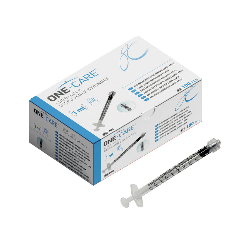 [Australia - AusPower] - MediVena ONE-CARE 1ml Luer-Lock Syringes, Sterile, Low Dead Space, 100/bx Blister-Packed Syringes 1cc 