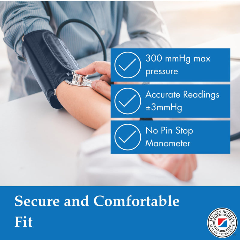 [Australia - AusPower] - Adult Pro Aneroid Sphygmomanometer – Size 11 Navy Blue Cuff, Manual Blood Pressure Monitor, Reusable, Dial Display, Includes Leatherette Carrying Case – 1 Count Adult (Size 11) 