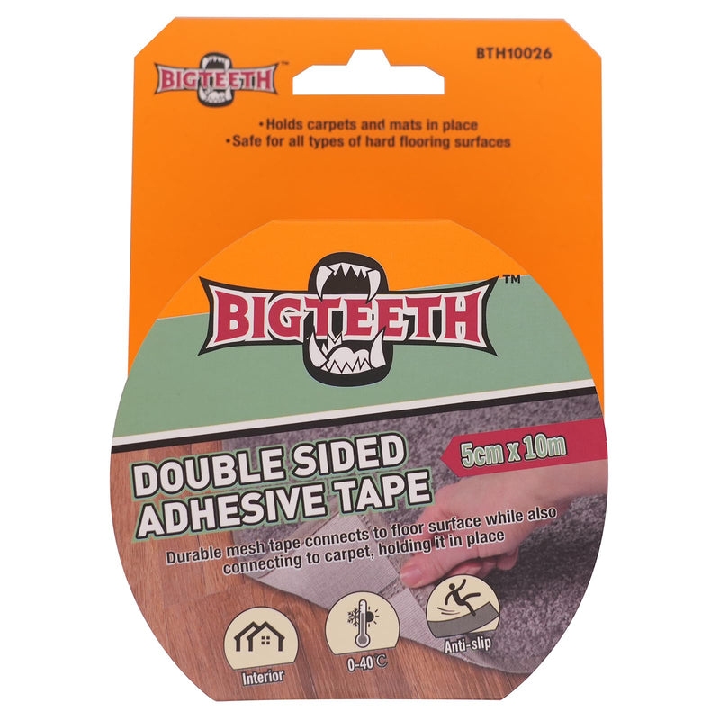 BIGTEETH Double Sided Carpet Tape - 2 Inch x 33 Feet Rug Gripper Tape for Area Rugs,Carpet, Mats,Residue-Free Floor Safe Adhesive for Hardwood,Tile,Laminate,Vinyl, Stairs,Anti Slip & Strong Hold