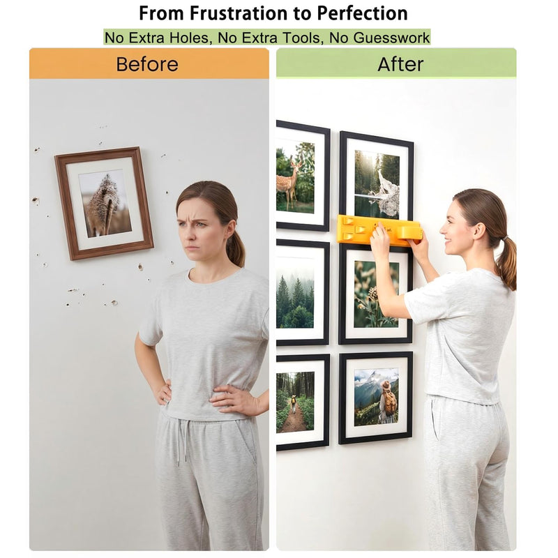 Picture Hanging Kit, Include Picture Hanging Tool with Level/ Picture Hanging Hareware/ Small Hammer, for Easy Hang and Level, Goodsnova Wall Hanging Kit Assorted with Sawtooth/ Wire Hanger Fresh