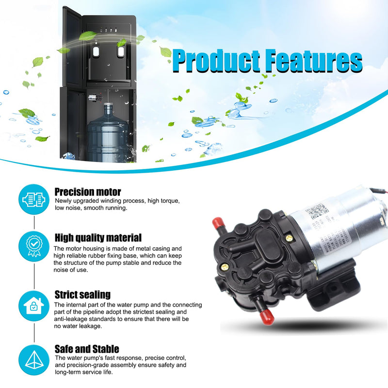GMB-D-23130 Water Pump, DC 12V, 0.32 GPM, Compatible Primo Water Dispenser Parts, Avalon Water Dispenser Parts, Brio Bottle Bottle Water Cooler Water Dispenser Parts Replacement Replace DP005A2