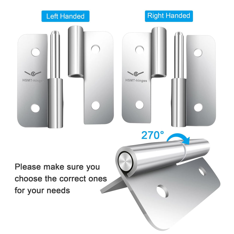 [Australia - AusPower] - 2.5 Inch Lift Off Hinges, 304 Stainless Steel Small Slip Joint Flag Hinges, Removable Hinges for Wooden Metal Doors, Cabinet Doors, Metal Boxes and More (Left Handed, 4 PCS) 2.5 inch-4 Pack Stainless Silver-LEFT HANDED 