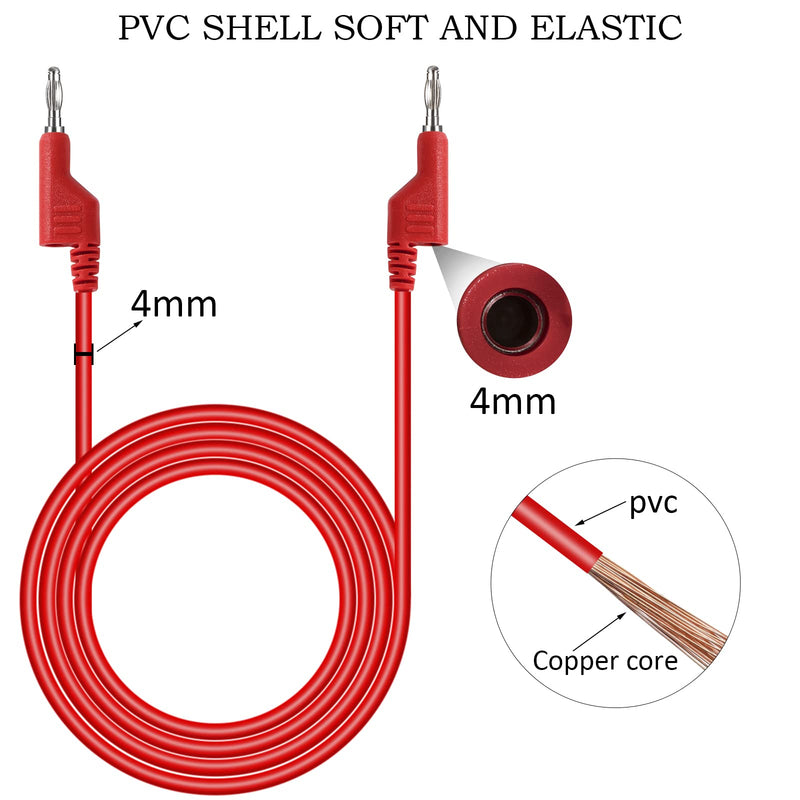 [Australia - AusPower] - QIMEI-SHOP Test Leads Set with Crocodile Clips Cable 4 mm Banana Plug Cable Test Lead 1 m Test Probes for Digital Multimeter Electrical Testing Red and Black Pack of 6 Black Red Pack of 6 