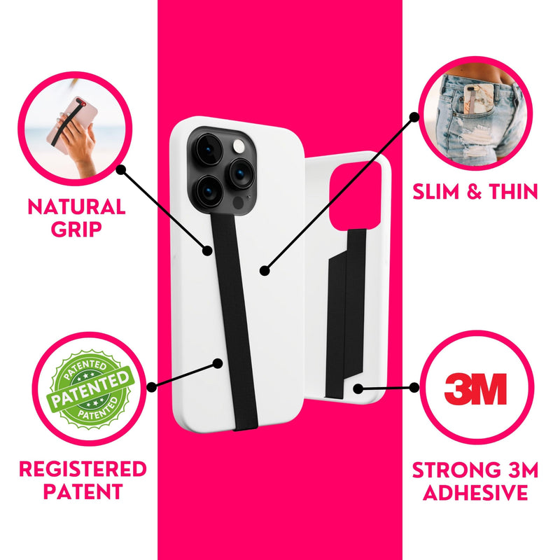 [Australia - AusPower] - Phone Loops: Non-Elastic Phone Grip, Phone Strap, Phone Holder for Hand - Small, Light and Discreet Cell Phone Holder for Hand - Phone Finger Holder Midnight 