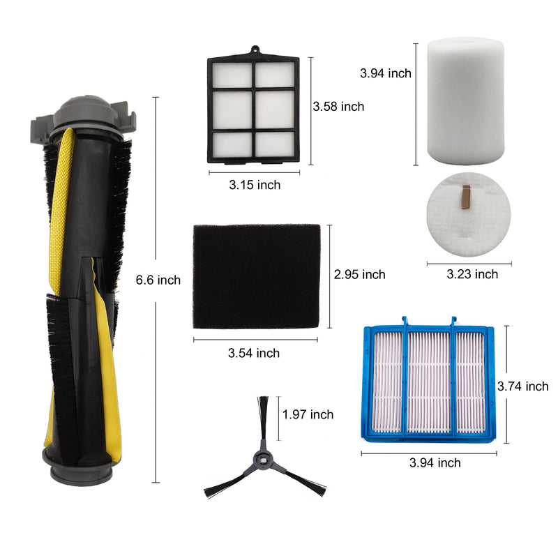 Replacement Part for Shark Navigator Robot Vacuum RV2110/RV2120AE/AV2110S Robot Cleaner.2 Main Brush, 4 Filters, 3 Filter Mesh, 6 Side Brushes 16 Pcs