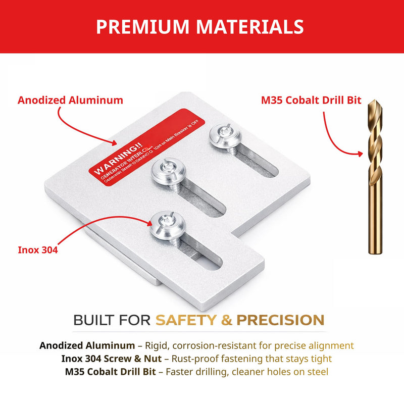 Generator Interlock Kit for Square D QO or Homeline 150 or 200 amp Panel - Generator Lockout Kit, Interlock Switch - 1 3/8" Spacing Between Main and Generator Breaker